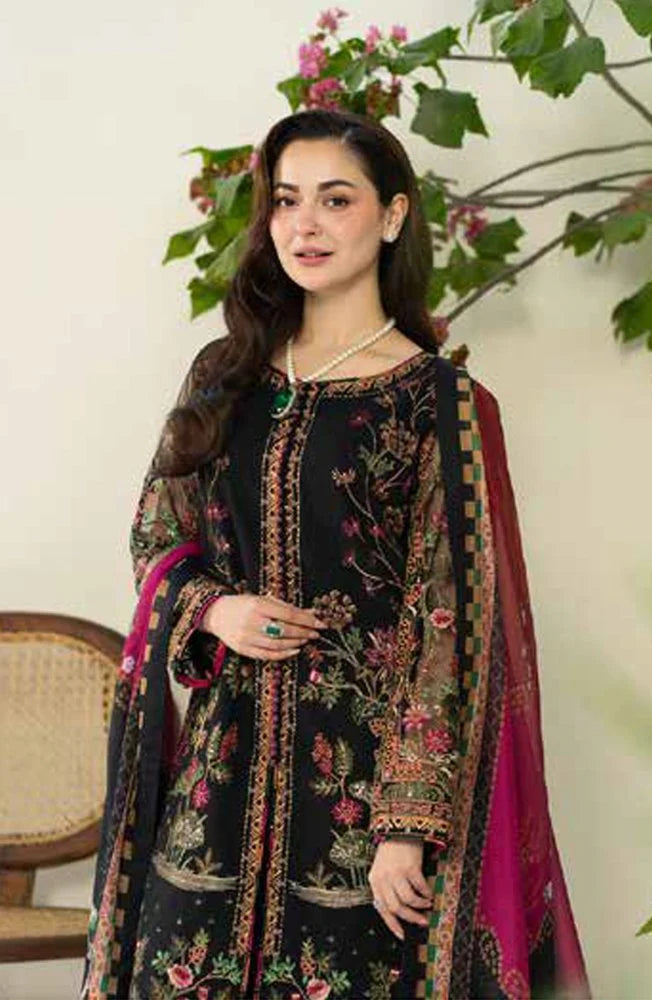 Lawn 3PC Embroidered With Digital Printed Jauqard Dupatta- 5215