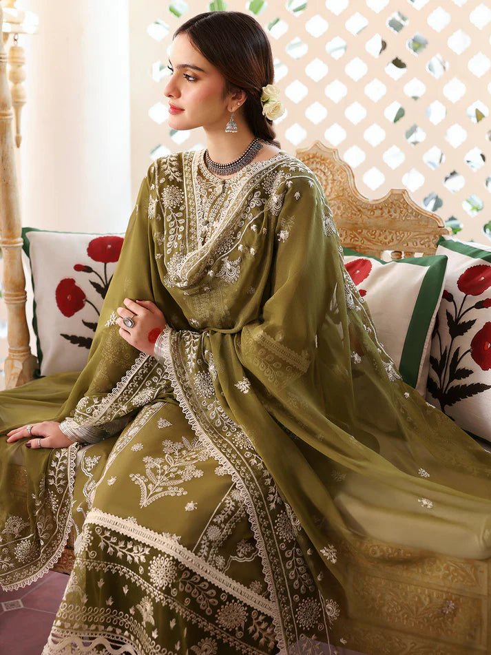 Lawn-3PC Embroidered Shirt With Khadi Net Embroidered Dupatta-5211 - QQ