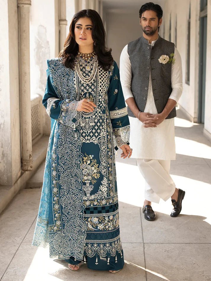 Lawn-3PC Embroidered Shirt With Khadi Net Embroidered Dupatta-5218 - QQ
