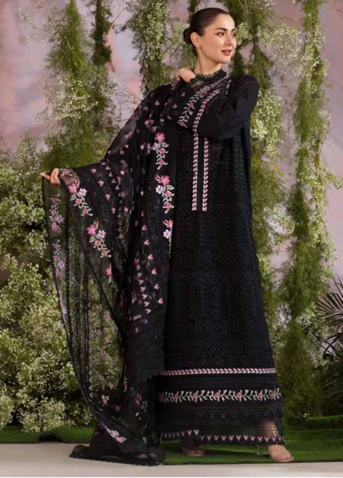 Dhanak -3PC Embroidered Shirt With Organza Embroidered Dupatta-3284 - QQ