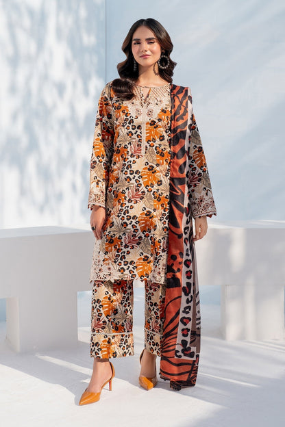 BAROQUE 3PC KARANDI PRINTED SHIRT WITH KARANDI PRINTED DUAPTTA AND TROUSER - 1702 - QQ
