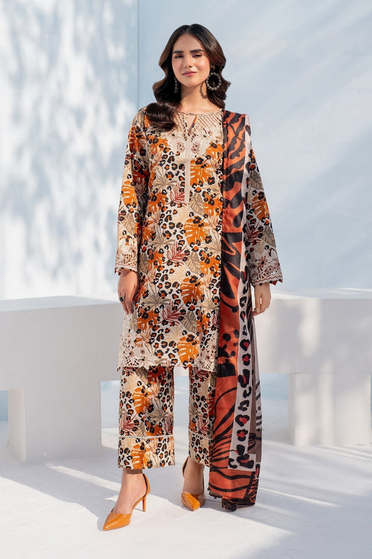BAROQUE 3PC KARANDI PRINTED SHIRT WITH KARANDI PRINTED DUAPTTA AND TROUSER - 1702 - QQ