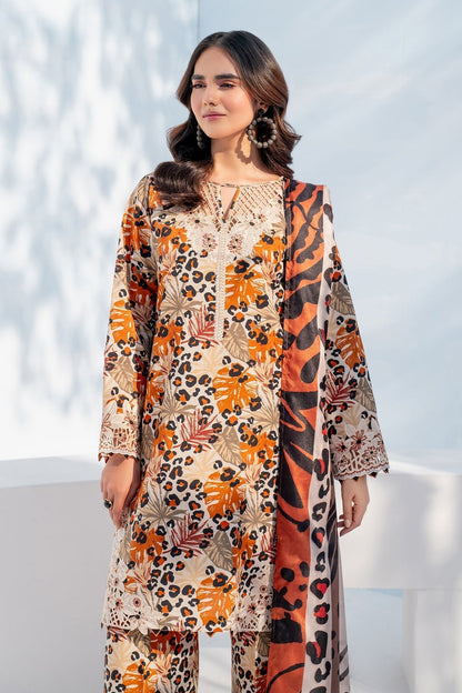 BAROQUE 3PC KARANDI PRINTED SHIRT WITH KARANDI PRINTED DUAPTTA AND TROUSER - 1702 - QQ