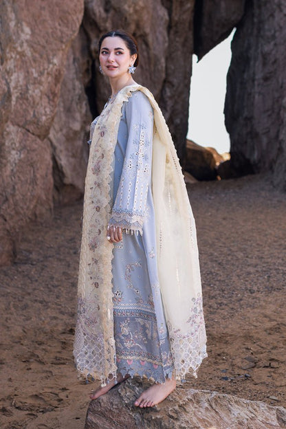Dhanak-3PC Embroidered Shirt with Organza Embroidered Dupatta-3255 - QQ