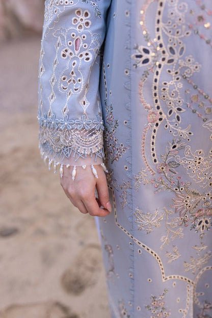 Dhanak-3PC Embroidered Shirt with Organza Embroidered Dupatta-3255 - QQ