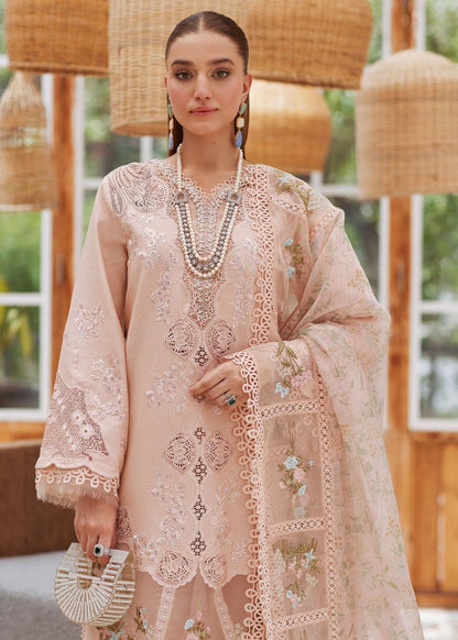 Lawn-3PC Embroidered Shirt with Organza Printed Dupatta with Embroidery - 5109 - QQ