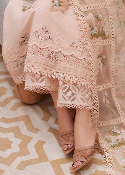 Lawn-3PC Embroidered Shirt with Organza Printed Dupatta with Embroidery - 5109 - QQ