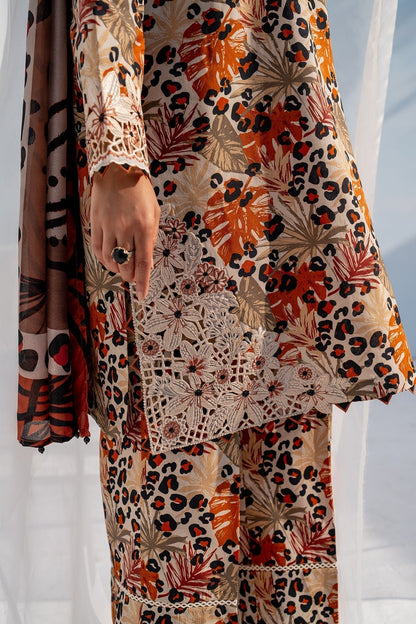 BAROQUE 3PC KARANDI PRINTED SHIRT WITH KARANDI PRINTED DUAPTTA AND TROUSER - 1702 - QQ