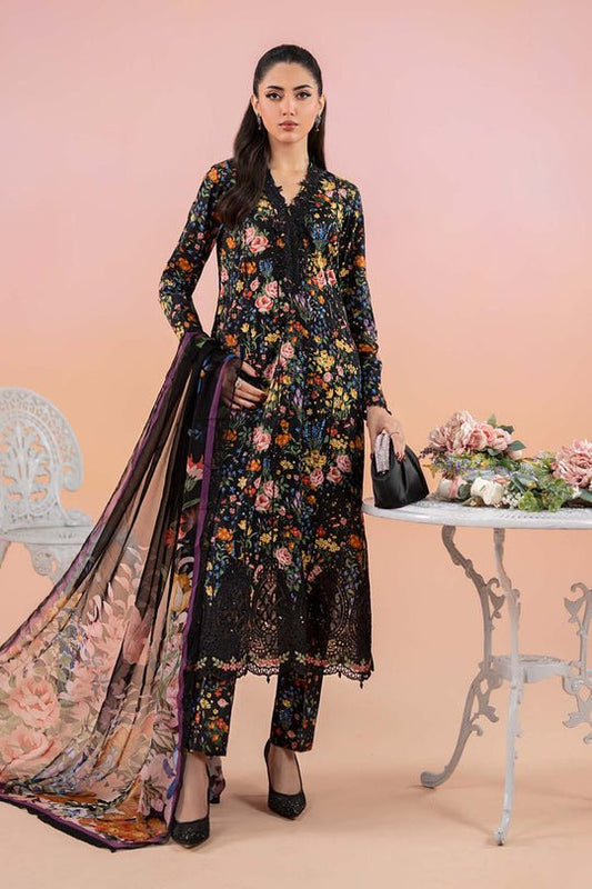Karandi-3PC Embroidered Shirt with Karandi Printed Dupatta -3434 - QQ