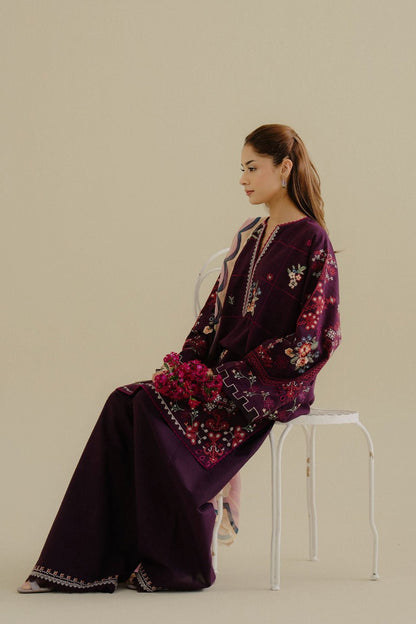 Lawn-3PC Embroidered Shirt with Digital Printed Jacquard Dupatta-1406 - QQ
