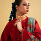 Dhanak-3PC Embroidered Shirt with Digital Printed Wool Shawl - 3437
