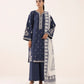 Dhanak-3PC Embroidered Shirt with Digital Printed Wool Shawl - 3511