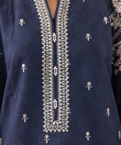 Dhanak-3PC Embroidered Shirt with Digital Printed Wool Shawl - 3511 - QQ
