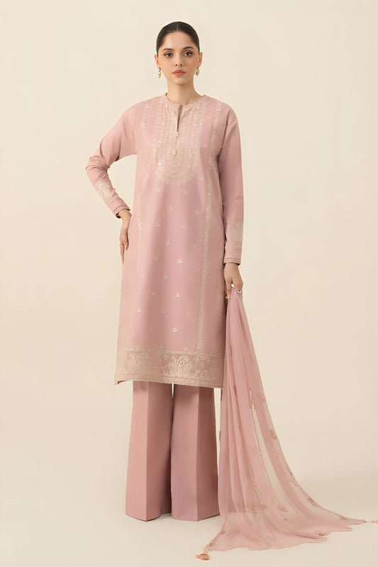Dhanak-3PC Embroidered Shirt with Chiffon Embroidered Dupatta-3133