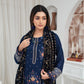 CREATION Dhanak 3PC Chikankari Embroidered Shirt With Velvet Plachi Shawl- 2103