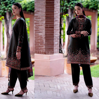 JAZMIN 3PC Dhanak Embroidered Shirt With Printed Dupatta-678 - QQ