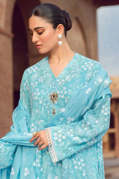 Bareeze Linen 3PC Embroidered With Chiffon Embroidered Dupatta-674 - QQ