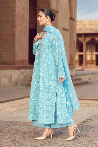 Bareeze Linen 3PC Embroidered With Chiffon Embroidered Dupatta-674 - QQ
