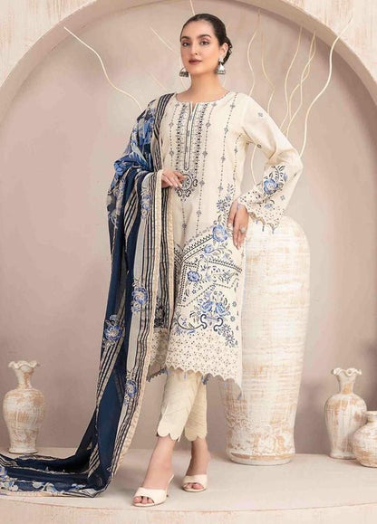 Dhanak-3PC Embroidered Shirt with Digital Printed Wool Shawl -438 - QQ