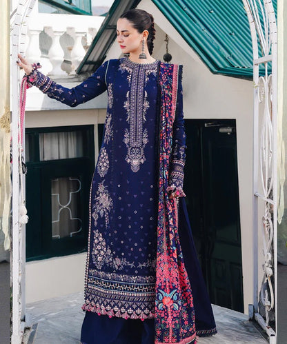 Dhanak-3PC Embroidered Shirt with Digital Printed Wool Shawl -3122 - QQ