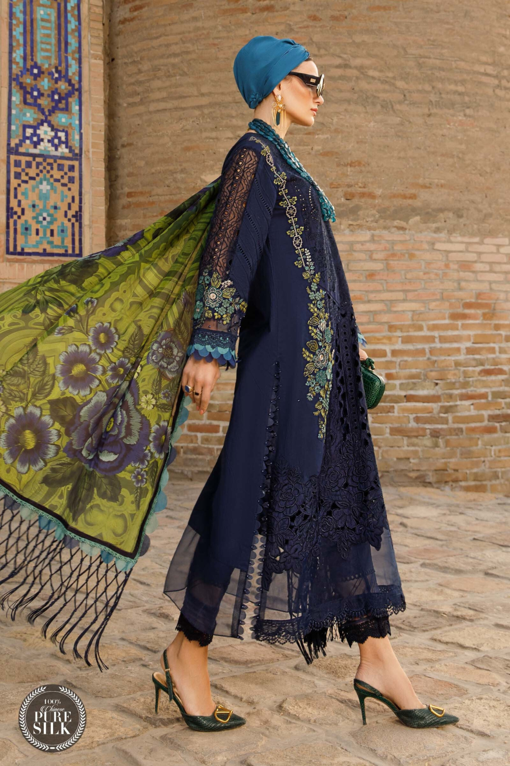 3PC Dhanak Embroidered Shirt with printed funcy dupatta Q0947