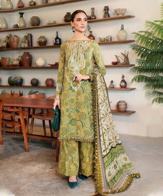 KHADDAR-3PC WITH KHADDAR PRINTED SHIRT & TROUSER-925 - QQ