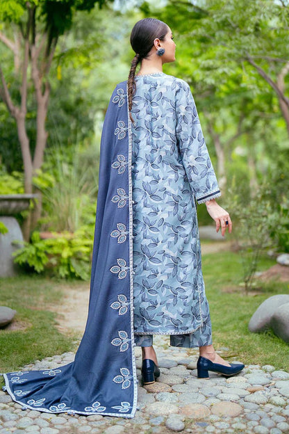 3PC-Printed Lawn Zarri Shirt With Voile Printed Dupatta-1527 - QQ