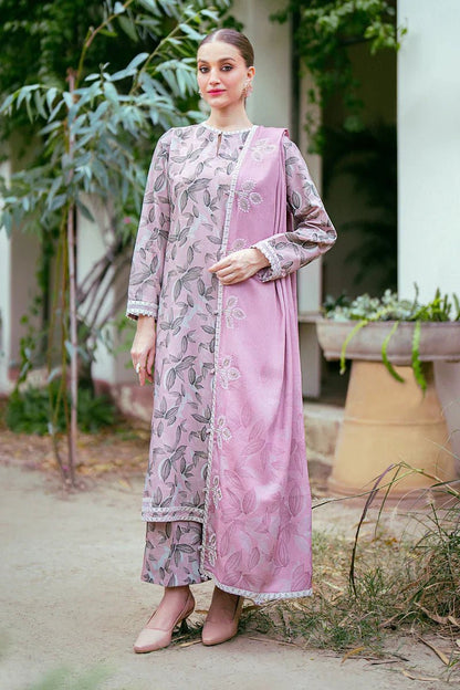 3PC-Printed Lawn Zarri Shirt With Voile Printed Dupatta-1522 - QQ