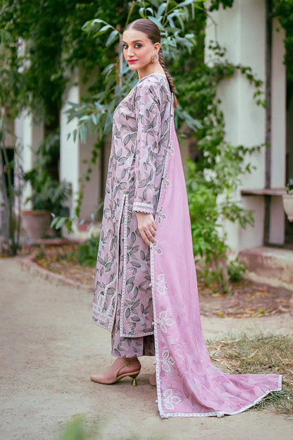 3PC-Printed Lawn Zarri Shirt With Voile Printed Dupatta-1522 - QQ