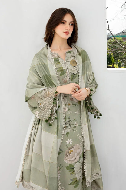 BAROQUE 3PC KARANDI PRINTED SHIRT WITH KARANDI PRINTED DUAPTTA AND TROUSER-801 - QQ