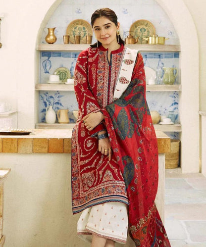 Dhanak 3PC Embroidered Shirt With Digital printed wool shawl-659 - QQ