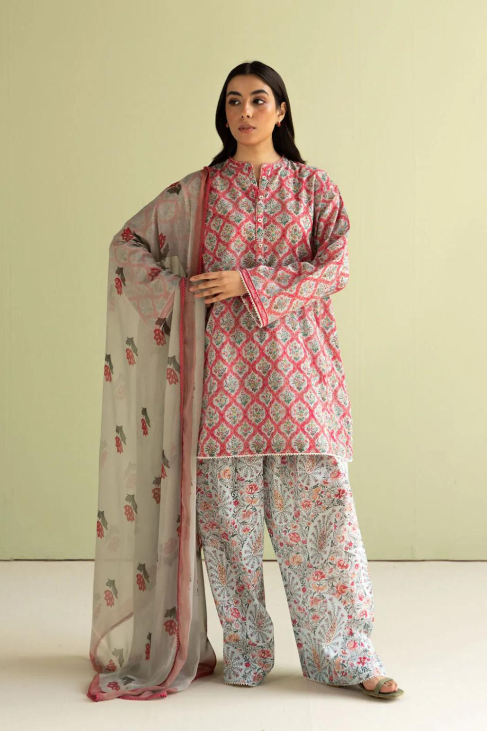 Zara ShahJahan 3PC Printed Lawn Shirt With Voile Printed Dupatta CO-494