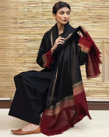 Dhanak 3PC With Woolen Shawl BR-1075B - QQ