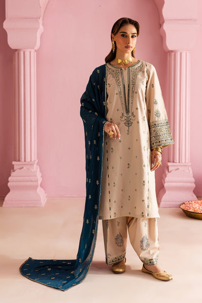 Dhanak-3PC Embroidered Shirt with Sequins Embroidered Dupatta-6004 - QQ