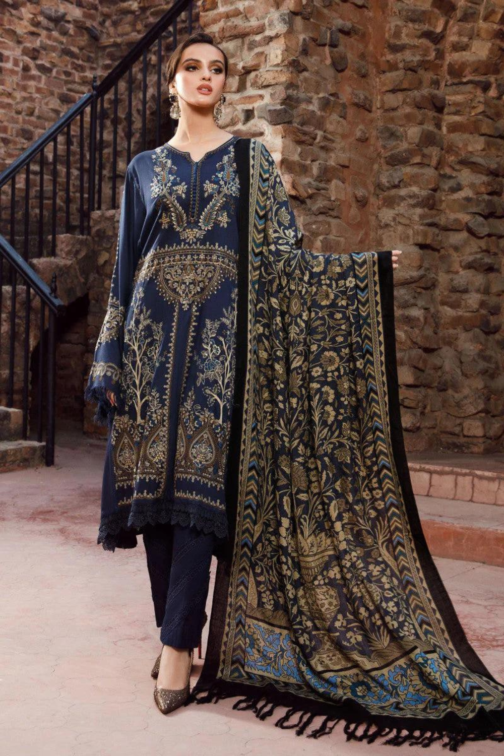 Maria B Dhanak 3PC Embroidered Q0412