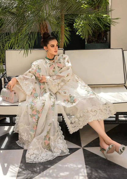 Lawn-3PC Embroidered Shirt with Organza Embroidered Dupatta-1168 - QQ