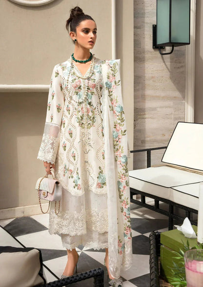 Lawn-3PC Embroidered Shirt with Organza Embroidered Dupatta-1168 - QQ