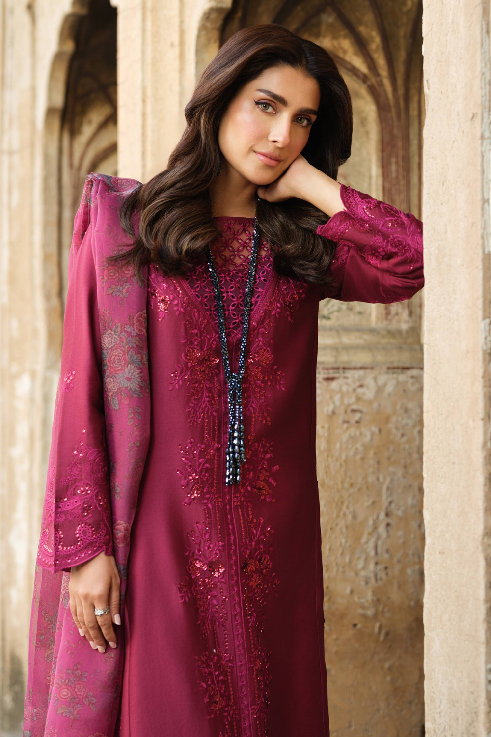 Lawn-3PC Embroidered Shirt with Organza Digital Printed Dupatta-1412