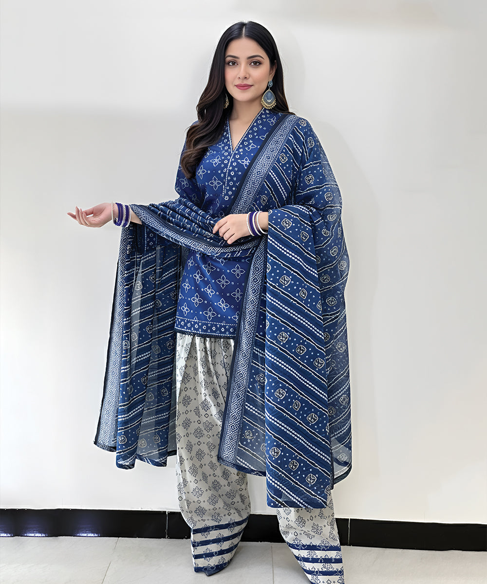 KHADDAR-3PC WITH KHADDAR PRINTED SHIRT & TROUSER-932