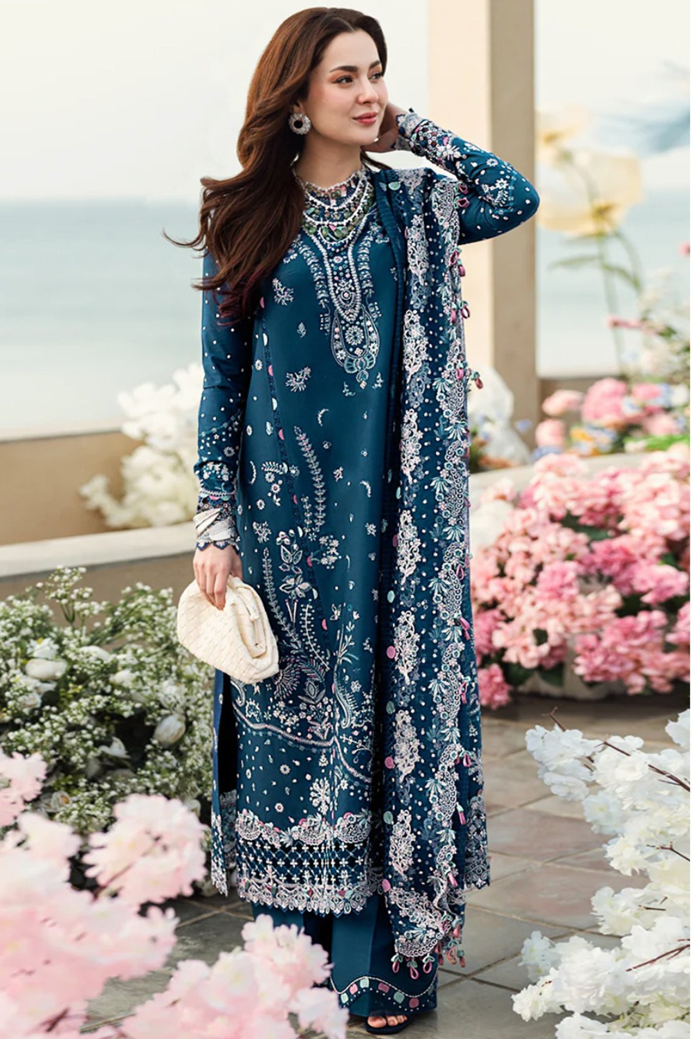 3PC Dhanak Embroidered Shirt with printed funcy dupatta Q0923