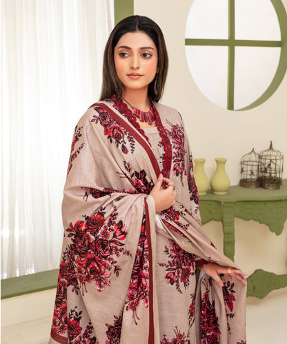 CREATION KHADDAR 3PC WITH KHADDAR PRINTED SHIRT & TROUSER-917 - QQ