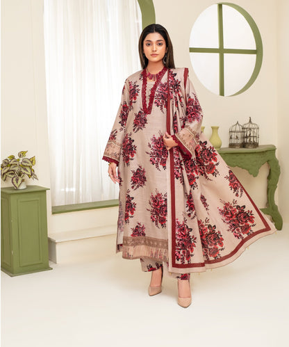 CREATION KHADDAR 3PC WITH KHADDAR PRINTED SHIRT & TROUSER-917 - QQ
