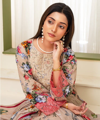CREATION KHADDAR 3PC WITH KHADDAR PRINTED SHIRT & TROUSER-913 - QQ