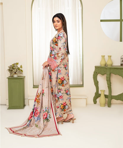 CREATION KHADDAR 3PC WITH KHADDAR PRINTED SHIRT & TROUSER-913 - QQ