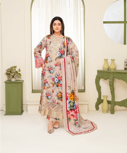 CREATION KHADDAR 3PC WITH KHADDAR PRINTED SHIRT & TROUSER-913 - QQ