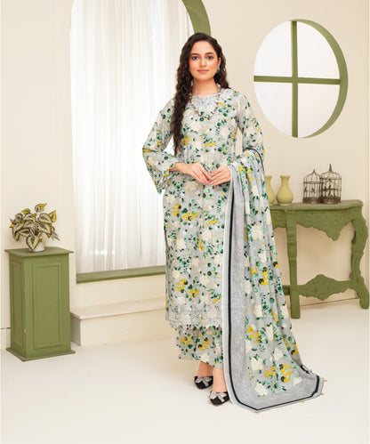 CREATION KHADDAR 3PC WITH KHADDAR PRINTED SHIRT & TROUSER-915 - QQ