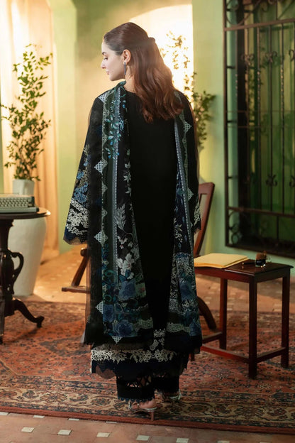 Dhanak-3PC Embroidered Shirt with Digital Printed Wool Shawl - 3467 - QQ