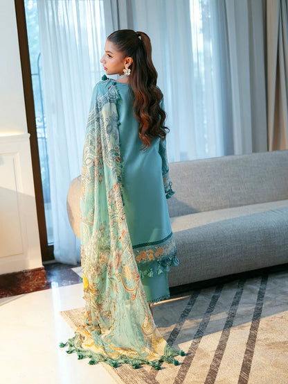 Lawn-3PC Chikankari Embroidered With Digital Printed Jacquard Dupatta-5282 - QQ