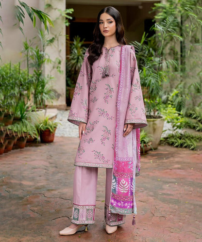 JAZMIN 3PC Dhanak Embroidered Shirt With Digital Printed Shawl-288 - QQ