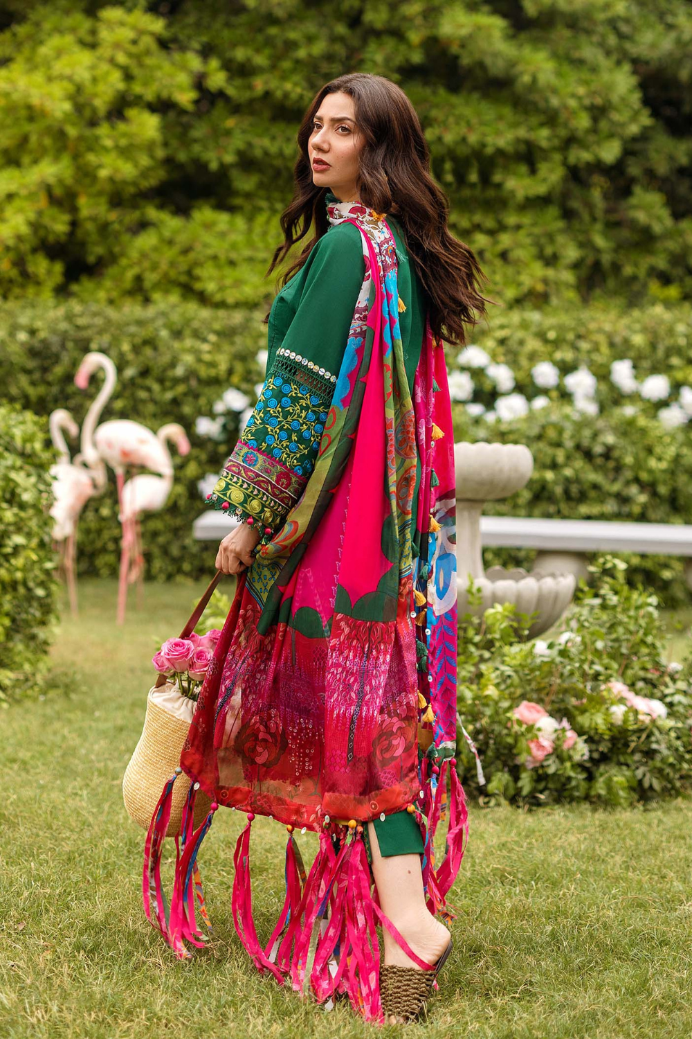 3PC Dhanak Embroidered Shirt with printed funcy dupatta Q0950